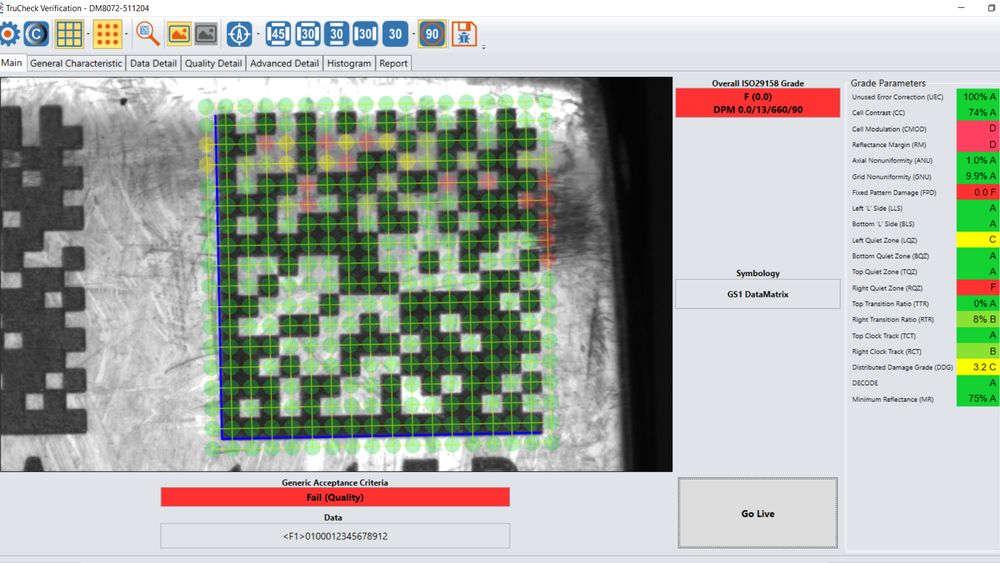 DM8072V Capture d’écran du logiciel du vérificateur